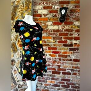 Cow cow, small, space themed dress, 90% polyester 10% spandex
